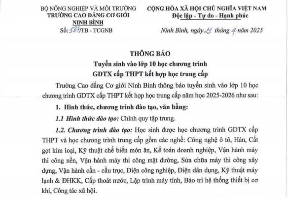 tuyen sinh lop 10 GDTX nam 2025 1