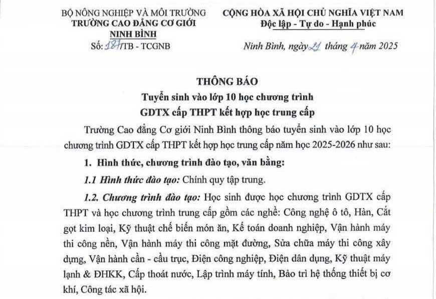 tuyen sinh lop 10 GDTX nam 2025 1