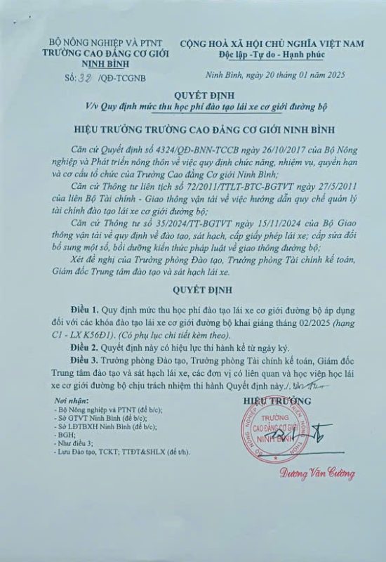 Số 32/QĐ-TCGNB ngày 20 tháng 01 năm 2025.